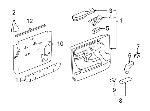 2006 Chevrolet Silverado 1500 Front Door Armrest Asm, Front Side Door *Pewter Diagram for 88981543