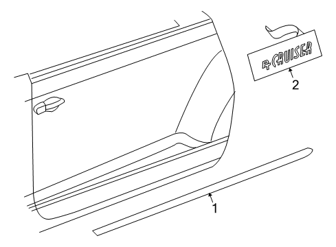 2006 Chrysler PT Cruiser Exterior Trim - Front Door Molding-Front Door Diagram for XG25TZZAB