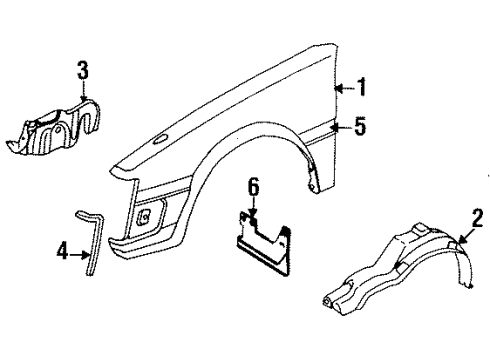 1988 Nissan Stanza Fender & Components, Exterior Trim PROTCT-Front Fender LH Diagram for 63843-21R00