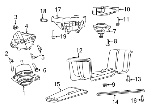 2017 Dodge Durango Engine & Trans Mounting CROSSMEMBER-Transmission Diagram for 68252525AA