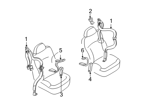 1998 Oldsmobile Bravada Front Seat Belts Outer Buckle Diagram for 12474640