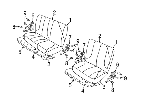 2003 Dodge Ram 3500 Rear Seat Components Rear Seat Cushion Left Diagram for XJ631L5AA
