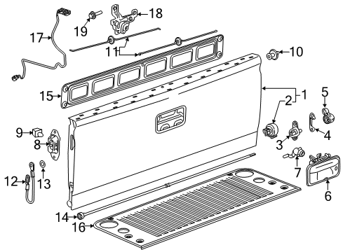 2019 Chevrolet Silverado 2500 HD Tail Gate Lock Cylinder Diagram for 23338181