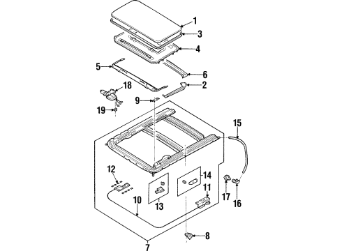 1998 Infiniti Q45 Sunroof Weatherstrip-Lid Diagram for 91246-6P010