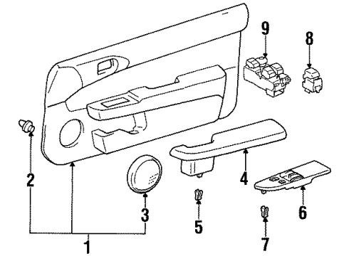 1997 Toyota Paseo Door & Components Trim Panel Assembly Diagram for 67610-1G200-B0