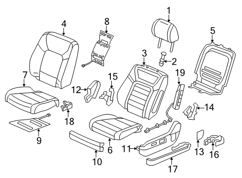 2021 Honda Pilot Driver Seat Components HEADREST ASSY., FR. *YR507L* (SHADOW BEIGE) Diagram for 81140-TG7-L01ZA