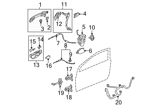2008 Honda Civic Front Door Handle, Passenger Side (Earth Taupe) Diagram for 72120-SVA-A22ZC