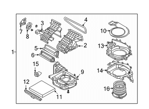 2021 Hyundai Santa Fe Blower Motor & Fan Blower Unit Diagram for 97100-CL010