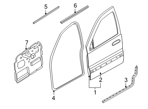 2004 Jeep Grand Cherokee Front Door WEATHERSTRIP-Front Door Belt Diagram for 55135879AF