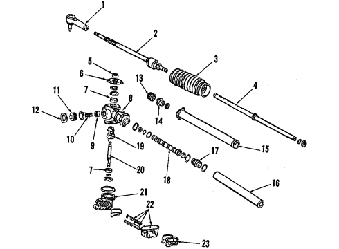 1984 Honda Accord P/S Pump & Hoses, Steering Gear & Linkage End, Rack Diagram for 53521-SA5-000