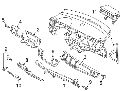 2020 Kia Rio Cluster & Switches, Instrument Panel Panel Assembly-Crash Pad Upper Diagram for 84730H9000NMB