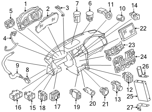 2019 Infiniti QX80 Cluster & Switches, Instrument Panel Switch Assy-Its & Audio Diagram for 28395-6GW2A