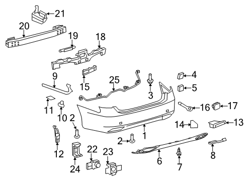 2008 Lexus LS460 Parking Aid Support, Rear Bumper Side, LH Diagram for 52156-50020