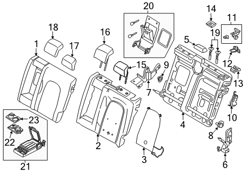 2015 Lincoln MKZ Rear Seat Components Cup Holder Diagram for DS7Z-5413562-DG