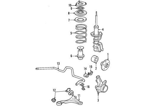 2005 Acura RSX Front Suspension Components, Lower Control Arm, Stabilizer Bar Spring, Front Stabilizer Diagram for 51300-S6M-J01