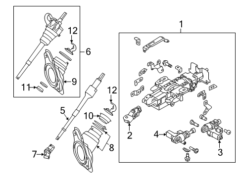 2012 Infiniti M56 Steering Column, Steering Wheel & Trim Shaft-Lower Diagram for 48822-1MA0A