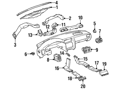 1996 Lexus LS400 Ducts & Louver Duct, Air, Rear No.6 Diagram for 87218-50010-A0