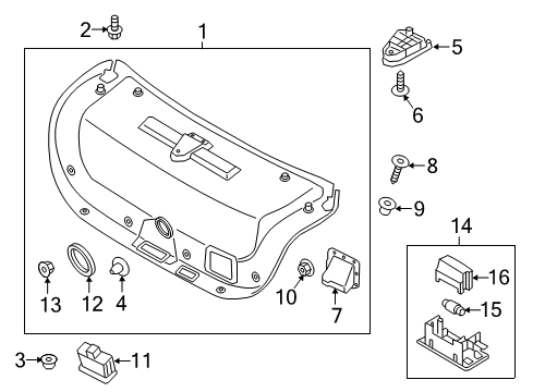 2015 Kia K900 Interior Trim - Trunk Lid Cover-Tail Gate Emergency Handle Diagram for 81232-3N000