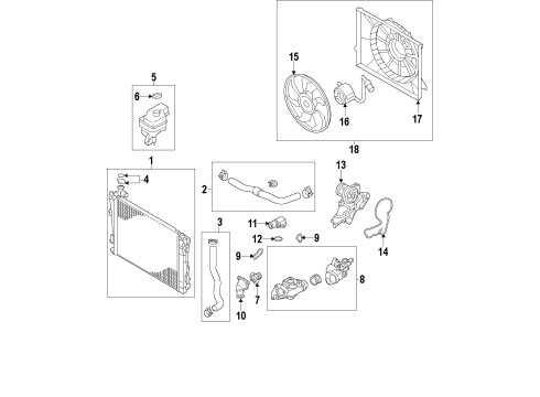 2020 Kia Cadenza Cooling System, Radiator, Water Pump, Cooling Fan Blower Assembly Diagram for 25380F6120
