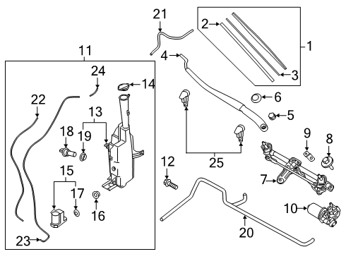 2020 Hyundai Santa Fe Wipers Windshield Wiper Arm Assembly(Passenger) Diagram for 98321-S1000