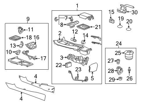2015 Chevrolet Camaro Center Console Armrest Bumper Diagram for 3547884