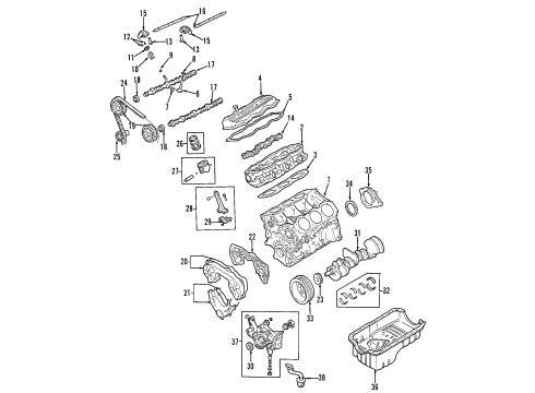 1999 Nissan Quest Engine Parts, Mounts, Cylinder Head & Valves, Camshaft & Timing, Oil Pan, Oil Pump, Crankshaft & Bearings, Pistons, Rings & Bearings Engine Mounting Insulator Assembly, Front Left Diagram for 11220-7B000