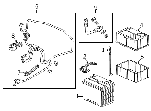2015 Honda Pilot Battery Tray, Battery Diagram for 31522-SZA-Y00