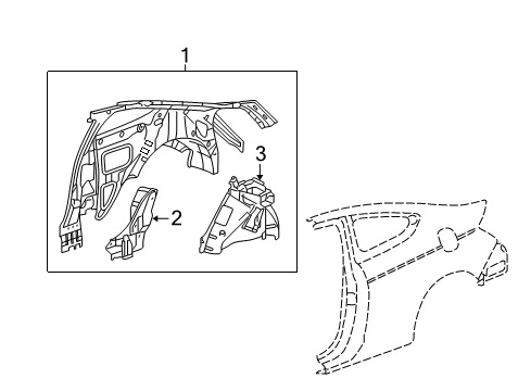 2010 Honda Accord Inner Structure - Quarter Panel Panel R, RR Inside Diagram for 64300-TE0-A01ZZ