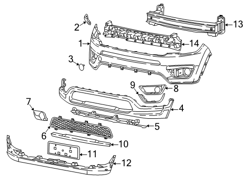 2017 Jeep Compass Front Bumper Bezel-Fog Lamp Diagram for 5UP96RXFAB