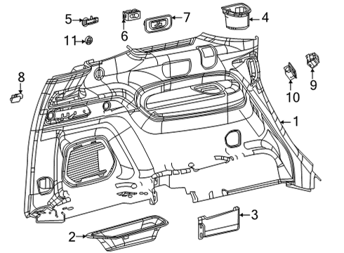 2021 Jeep Grand Cherokee L Interior Trim - Quarter Panels Cargo Diagram for 6QE19TX7AA