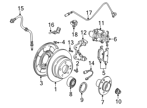 2002 BMW 330i Anti-Lock Brakes Pulse Generator, Abs Front Right Diagram for 34526792896