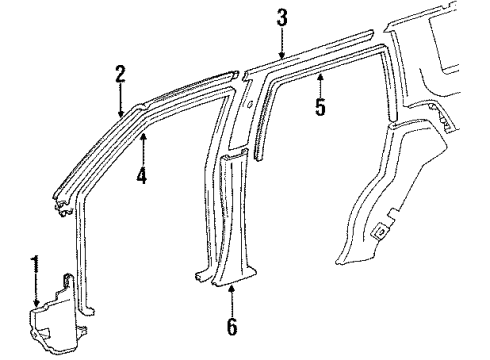 1990 Toyota 4Runner Interior Trim Garnish, Center Pillar, Lower RH Diagram for 62413-89102-03