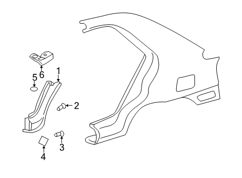 2001 Hyundai Elantra Exterior Trim - Quarter Panel Screw-Machine Diagram for 12342-06203