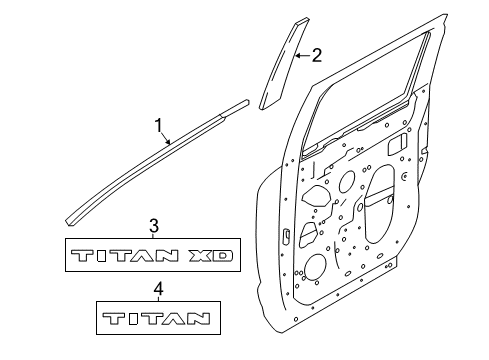 2019 Nissan Titan Exterior Trim - Front Door Moulding Assy-Front Door Outside, RH Diagram for 80820-9FT0A