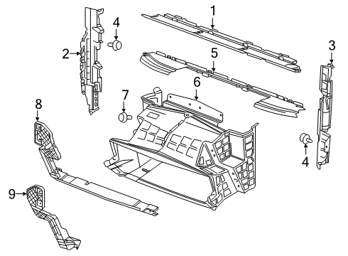 2019 GMC Sierra 1500 Radiator Support - Splash Shields Upper Baffle Diagram for 23390789