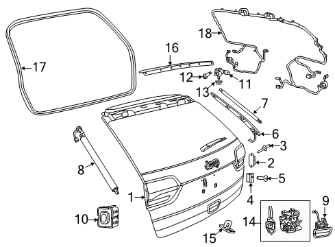 2017 Jeep Grand Cherokee Gate & Hardware Handle-LIFTGATE Diagram for 1YK38GW7AE