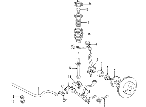 1994 Lexus GS300 Front Suspension Components, Lower Control Arm, Upper Control Arm, Stabilizer Bar Front Suspension Upper Arm Assembly Right Diagram for 48610-39015