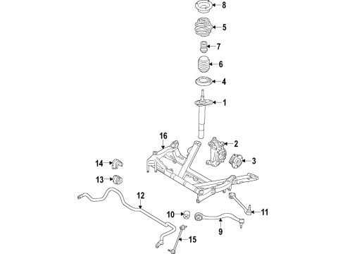 2019 BMW 330i xDrive Front Suspension Components, Lower Control Arm, Ride Control, Stabilizer Bar Front Left Spring Strut Diagram for 31316873827