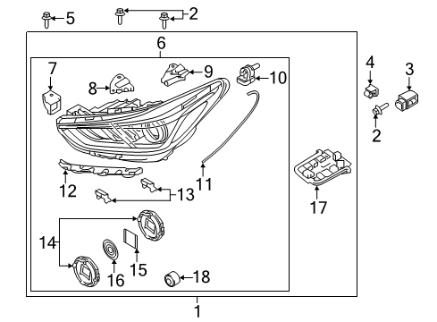 2018 Genesis G90 Headlamps Bracket Assembly-Head Lamp Mounting, LH Diagram for 92132-D2000