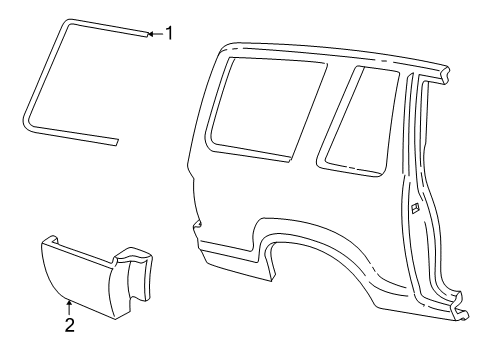 2002 Ford Explorer Sport Exterior Trim - Quarter Panel Lower Molding Diagram for 1L2Z-9829038-AAA