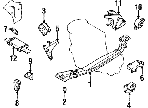 1998 Nissan Sentra Engine & Trans Mounting Engine Mounting Bracket, Right Diagram for 11231-0M800
