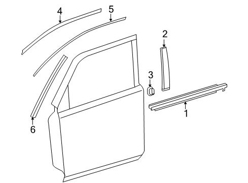 2016 Toyota 4Runner Exterior Trim - Front Door Belt Molding Diagram for 75711-35021