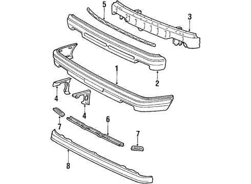 1990 Toyota Tercel Front Bumper Cover, Front Bumper Diagram for 52119-16220