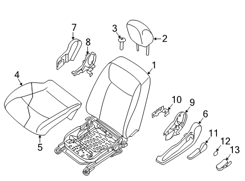 2017 Nissan Leaf Driver Seat Components Finisher-Cushion, Front Seat Inner LH Diagram for 87381-3NF0A