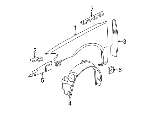 2008 Buick LaCrosse Fender & Components, Exterior Trim Shield-Engine Splash Diagram for 15244131