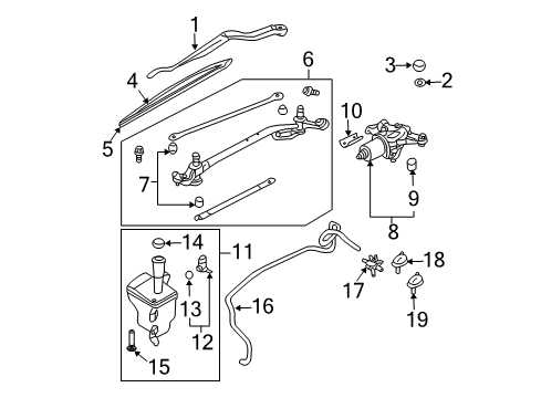 2003 Nissan Sentra Wiper & Washer Components Window Wiper Blade Assembly Diagram for 28890-4Z010