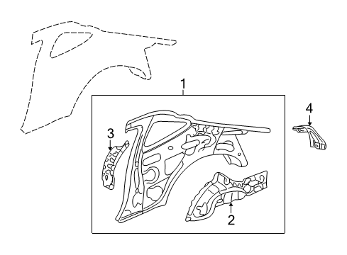 2005 Acura RSX Inner Structure - Quarter Panel Panel, Right Rear Inside Diagram for 64300-S6M-A01ZZ