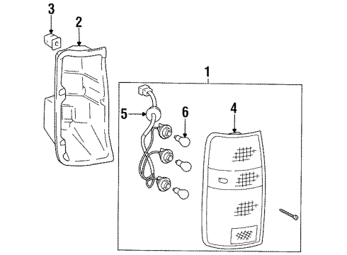 1996 Lexus LX450 Bulbs Rear Cover Diagram for 81962-60010