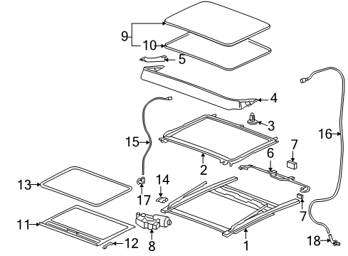 2006 Pontiac G6 Sunroof Sunshade Diagram for 15289711