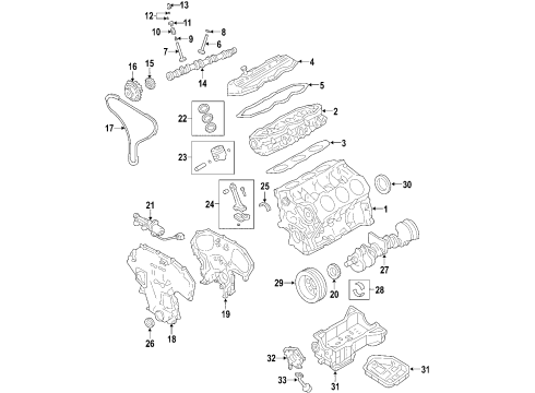 2018 Nissan Frontier Engine Parts, Mounts, Cylinder Head & Valves, Camshaft & Timing, Variable Valve Timing, Oil Cooler, Oil Pan, Balance Shafts, Crankshaft & Bearings, Pistons, Rings & Bearings Bearing-Crankshaft Diagram for 12207-EA207